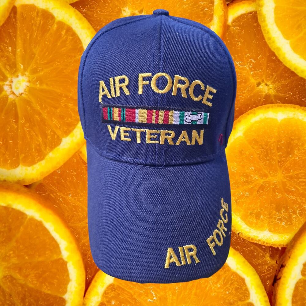 NWT‎ DF Navy Blue Air Force Veteran Hook and Loop Adjustable Baseball Hat Cap